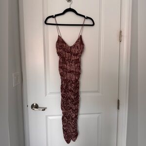 ASOS Purple Abstract Midi Dress Spaghetti Strap Bodycon